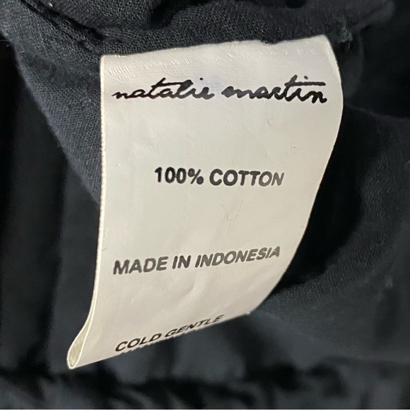 NATALIE MARTIN BLACK Small COTTON LONG SLEEVE TIERED MAXI DRESS Tassel V Neck - Picture 6 of 11